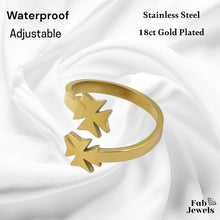 Load image into Gallery viewer, Stainless Steel 18ct Gold Plated Adjustable Maltese Cross Ring Waterproof
