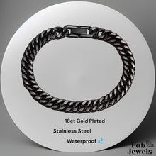 Load image into Gallery viewer, Stainless Steel Gold Plated Black Stylish Waterproof Men’s Bracelet
