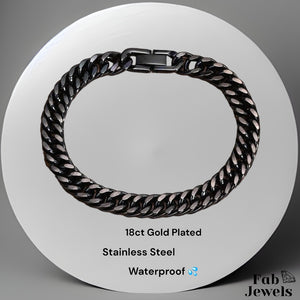 Stainless Steel Gold Plated Black Stylish Waterproof Men’s Bracelet