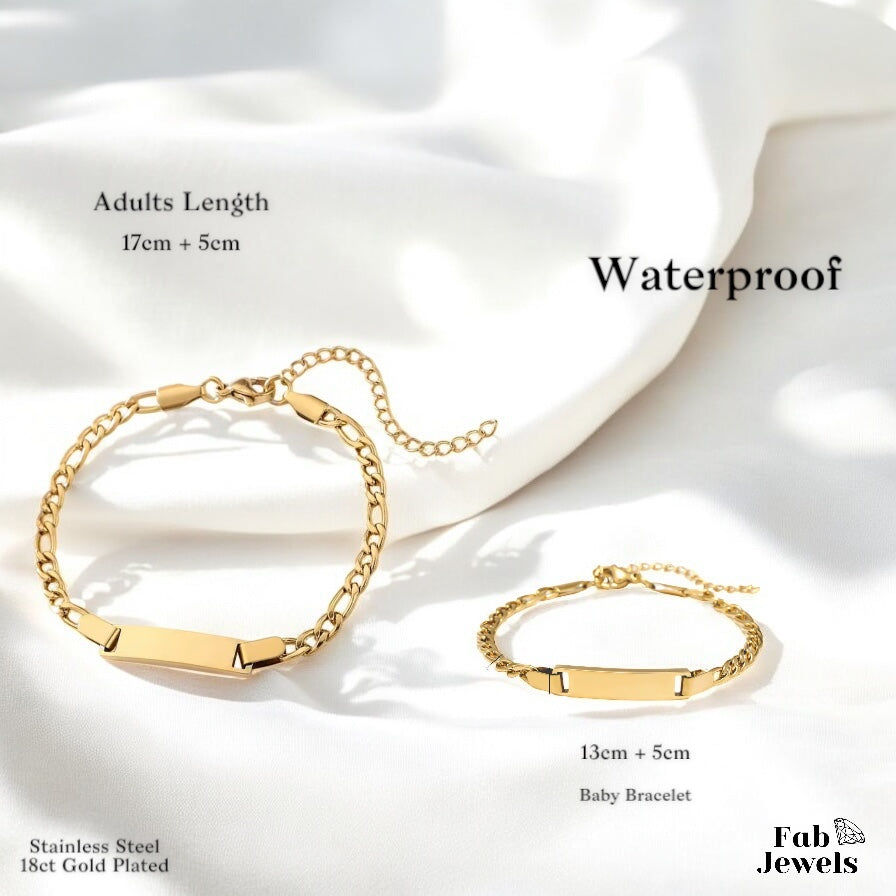 18ct Good Plated Stainless Steel Baby Children Ladies Boys Girls Id Bracelet Waterproof