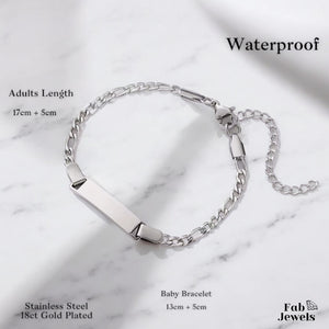 18ct Good Plated Stainless Steel Baby Children Ladies Boys Girls Id Bracelet Waterproof