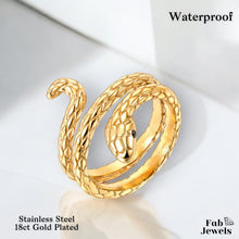 Load image into Gallery viewer, Stainless Steel Yellow Gold Plated Snake Ring Waterproof