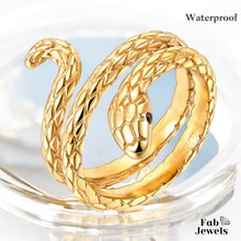 Load image into Gallery viewer, Stainless Steel Yellow Gold Plated Snake Ring Waterproof