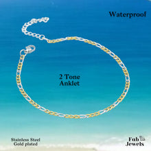 Load image into Gallery viewer, Stainless Steel 316L Two Tone Chain Anklet Yellow Gold / Silver
