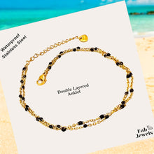 Load image into Gallery viewer, Gold Plated Stainless Steel Waterproof Multi Coloured Ball Chain Anklet