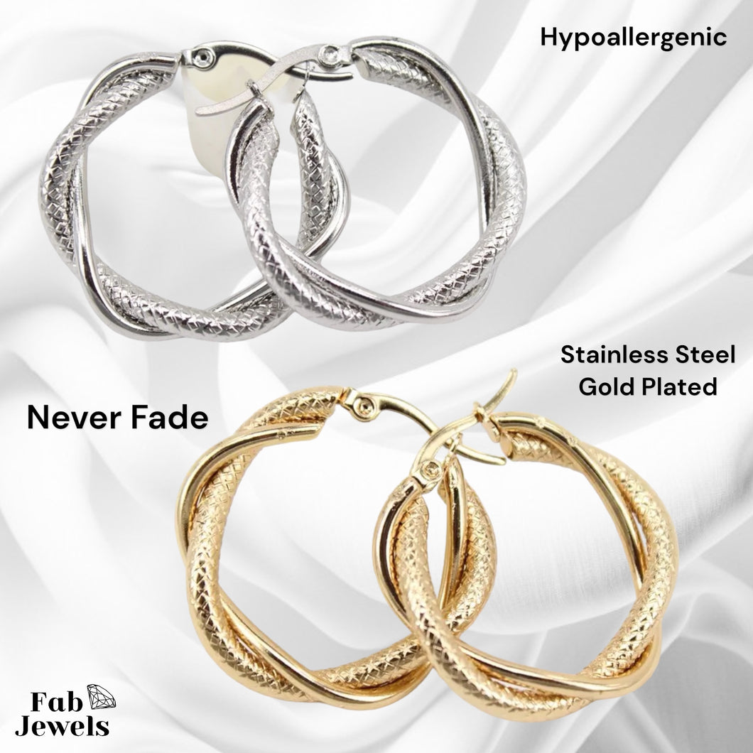 Gold Plated Stainless Steel Hypoallergenic Hoop Loop Earrings