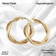 Load image into Gallery viewer, Gold Plated Stainless Steel Hypoallergenic Hoop Loop Earrings