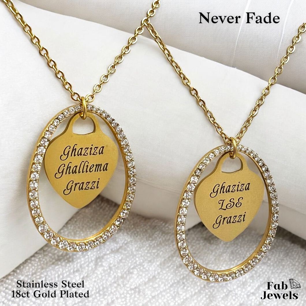 18ct Gold Plated on Stainless Steel Ghalliema Teacher LSE Pendant with Inlaid Sparkling Cubic Zirconia Necklace Included