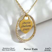 Load image into Gallery viewer, 18ct Gold Plated on Stainless Steel Ghalliema Teacher LSE Pendant with Inlaid Sparkling Cubic Zirconia Necklace Included