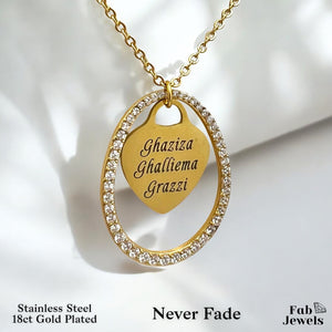 18ct Gold Plated on Stainless Steel Ghalliema Teacher LSE Pendant with Inlaid Sparkling Cubic Zirconia Necklace Included