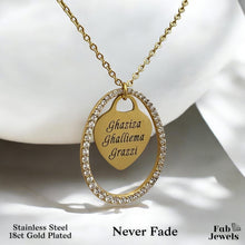 Load image into Gallery viewer, 18ct Gold Plated on Stainless Steel Ghalliema Teacher LSE Pendant with Inlaid Sparkling Cubic Zirconia Necklace Included