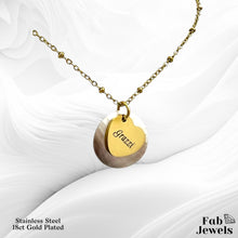 Load image into Gallery viewer, 18ct Gold Plated on Stainless Steel Grazzi Thank You Pendant with Mother of Pearl Background Necklace Included