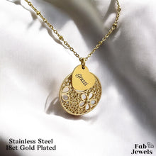 Load image into Gallery viewer, 18ct Gold Plated on Stainless Steel Grazzi Thank You Pendant with Flower Background Necklace Included
