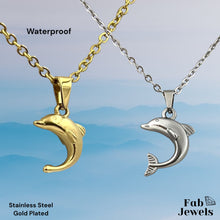 Load image into Gallery viewer, Yellow Gold Plated Stainless Steel Dolphin Pendant with Necklace