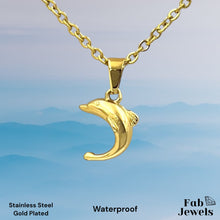 Load image into Gallery viewer, Yellow Gold Plated Stainless Steel Dolphin Pendant with Necklace