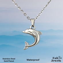 Load image into Gallery viewer, Yellow Gold Plated Stainless Steel Dolphin Pendant with Necklace