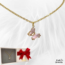 Load image into Gallery viewer, 18ct Gold Plated on Stainless Steel Silver Gold Pink White Butterfly Pendant with Necklace