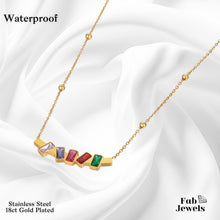 Load image into Gallery viewer, 18ct Gold Plated Stainless Steel Necklace with Multi Coloured Cubic Zirconia