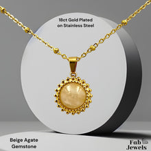 Load image into Gallery viewer, 18ct Gold Plated on Stainless Steel Ball Chain with Natural Agate Gemstone Pendant