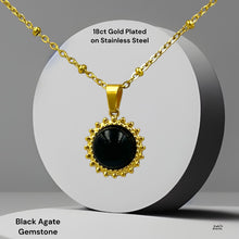 Load image into Gallery viewer, 18ct Gold Plated on Stainless Steel Ball Chain with Natural Agate Gemstone Pendant