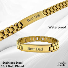 Load image into Gallery viewer, Stainless Steel / 18ct Yellow Gold / Two Tone Black Best Dad Bracelet Waterproof