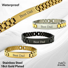 Load image into Gallery viewer, Stainless Steel / 18ct Yellow Gold / Two Tone Black Best Dad Bracelet Waterproof