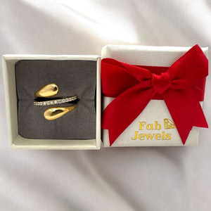 Highest Quality 18ct Gold Plated Stainless Steel WaterProof Spiral Ring with Inlaid Cubic Zirconias