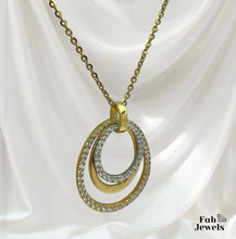 Load image into Gallery viewer, 18ct Gold Plated Stainless Steel Necklace with Beautiful Diva Pendant with Inlaid Cubic Zirconia