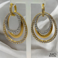 Load image into Gallery viewer, Yellow Gold Plated Hypoallergenic Chunky Statement Diva Earrings with Inlaid Cubic Zirconias