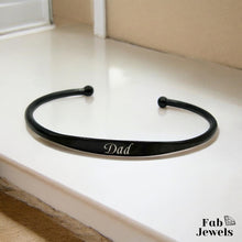 Load image into Gallery viewer, Yellow Gold Plated Stainless Steel Black Dad Adjustable Bangle