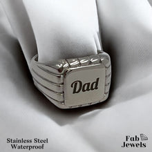Load image into Gallery viewer, 18ct Gold Plated Stainless Steel Dad Signet Ring Waterproof