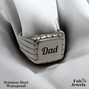 18ct Gold Plated Stainless Steel Dad Signet Ring Waterproof
