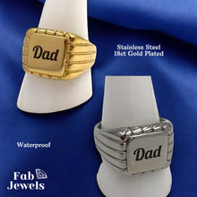 Load image into Gallery viewer, 18ct Gold Plated Stainless Steel Dad Signet Ring Waterproof