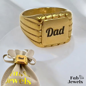 18ct Gold Plated Stainless Steel Dad Signet Ring Waterproof