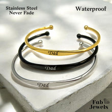 Load image into Gallery viewer, Yellow Gold Plated Stainless Steel Black Dad Adjustable Bangle