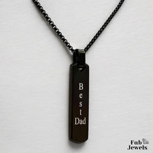 Load image into Gallery viewer, Stainless Steel Yellow Gold Plated Engraved Best Dad  Dog Tag Bar Pendant with Necklace