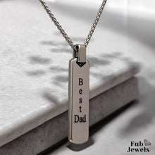 Load image into Gallery viewer, Stainless Steel Yellow Gold Plated Engraved Best Dad  Dog Tag Bar Pendant with Necklace