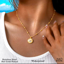 Load image into Gallery viewer, 18ct Gold Plated Stainless Steel Ball Necklace with Round Summer Pendant Seashell Starfish