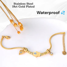 Load image into Gallery viewer, 18ct Gold Plated Stainless Steel Silver Hamsa Hands Heart Bracelet Waterproof