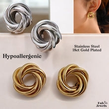 Load image into Gallery viewer, Stainless Steel Stylish Hypoallergenic Large Stud Earrings Silver Gold Plated Hypoallergenic