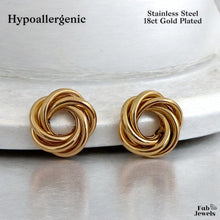 Load image into Gallery viewer, Stainless Steel Stylish Hypoallergenic Large Stud Earrings Silver Gold Plated Hypoallergenic