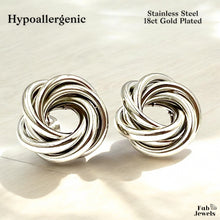 Load image into Gallery viewer, Stainless Steel Stylish Hypoallergenic Large Stud Earrings Silver Gold Plated Hypoallergenic