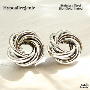Stainless Steel Stylish Hypoallergenic Large Stud Earrings Silver Gold Plated Hypoallergenic