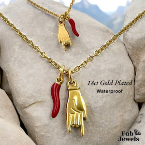 Yellow Gold Plated S/Steel Good Luck Horn Pendants with Necklace