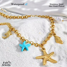 Load image into Gallery viewer, 18ct Gold Plated Stainless Steel Summer Necklace with  Seashell Starfish Conch Pearl Fish Charms