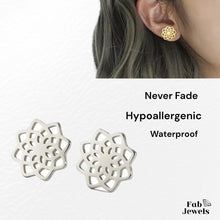 Load image into Gallery viewer, Stainless Steel Hypoallergenic Flower Stud Earrings Silver Yellow Gold