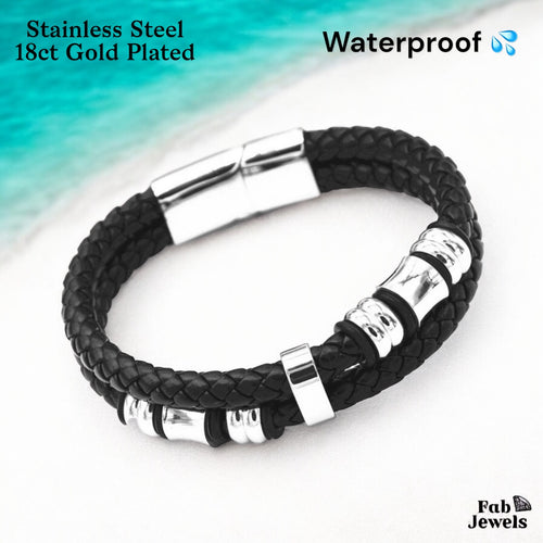 High Quality Genuine Leather and Stainless Steel Bracelet.