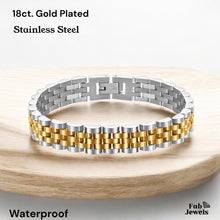 Load image into Gallery viewer, High Quality 18ct Gold Finish on Stainless Steel Mens Ladies Bracelet 2 Tone