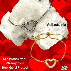 Stainless Steel Yellow/ White Gold Plated Heart Bracelet