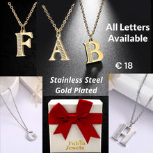 Load image into Gallery viewer, Stainless Steel 316L 18ct Yellow Gold Plated Necklace  with Letter Initial Pendant with Cubic Zirconia